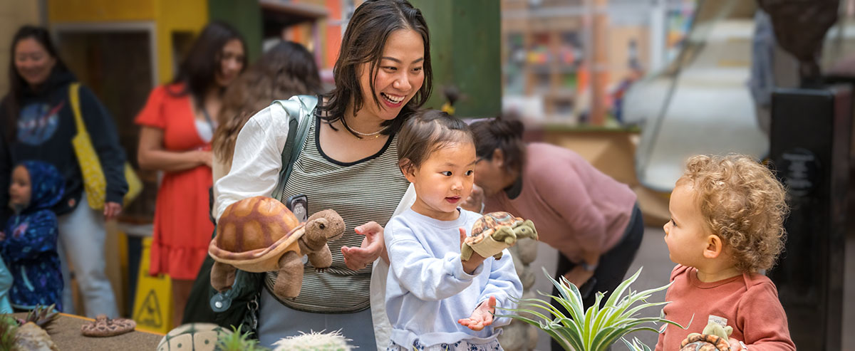 Los niños aprenden sobre la tortuga del desierto en el Museo Infantil Kidspace