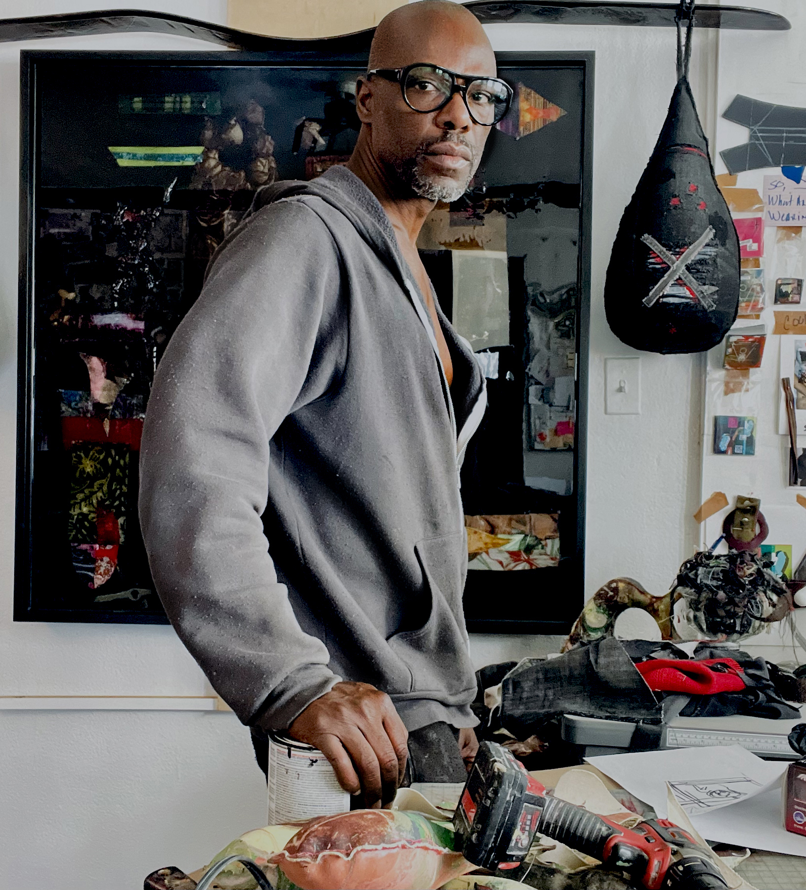 Artist Duane Paul in studio