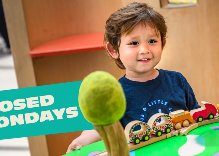 Child playing with a train