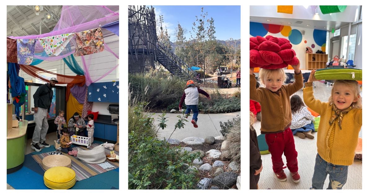 Three photos of children playing