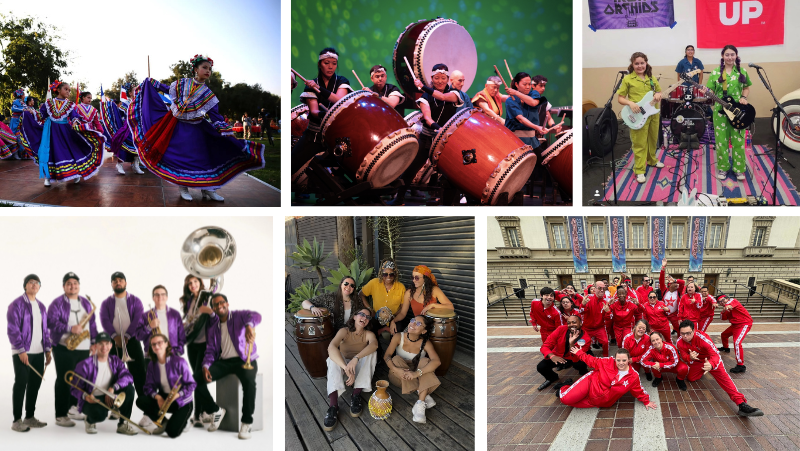 Collage of music groups 