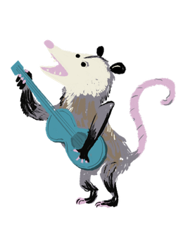 graphic possum playing guitar