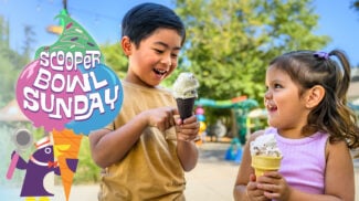 Two children eating ice cream