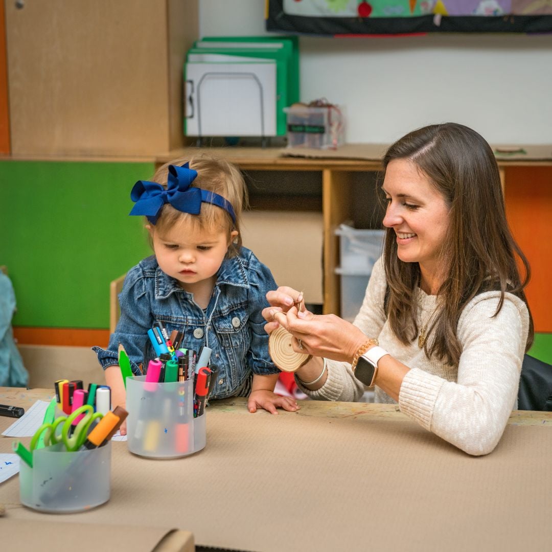 Adult and child crafting