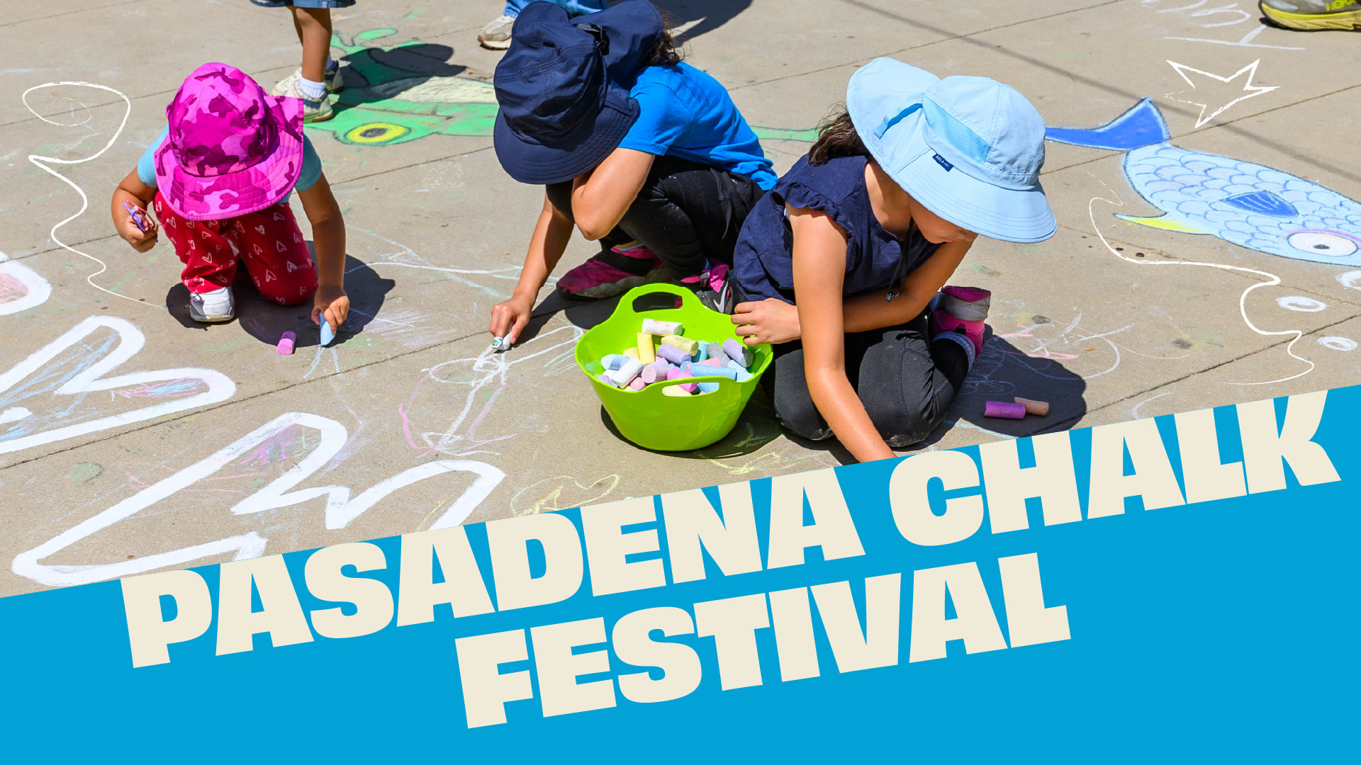 Children coloring with chalk